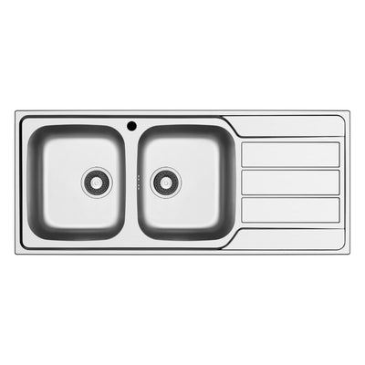 Lavello incasso Tirreno116 con 2 vasche sinistre e gocciolatoio destro inox scatolato singolarmente