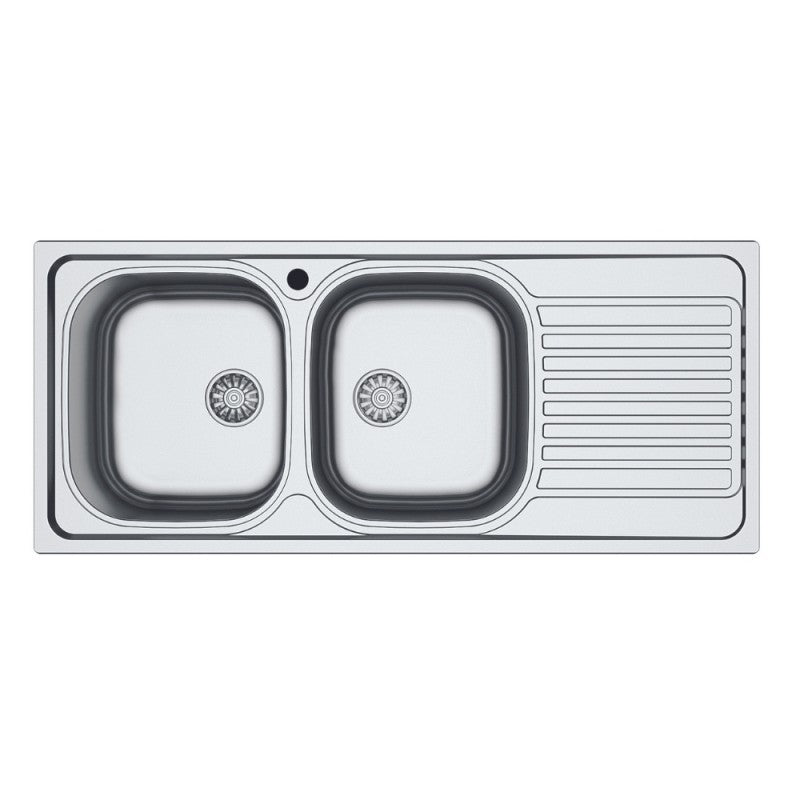 Lavello 116x50 SA138 2 vasche e gocciolatoio destro