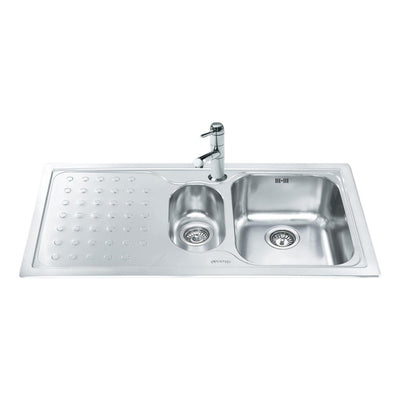 Lavello Smeg LV100S3 1 vasca + 1/2 con gocciolatoio sinistro 100x50 cm inox