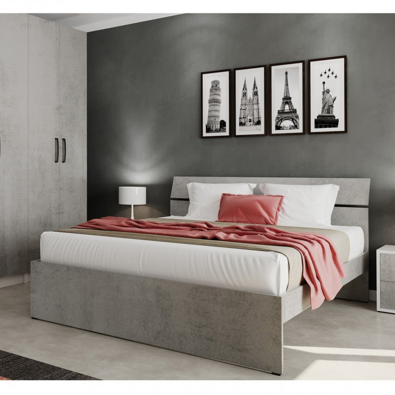Letto matrimoniale 160 cm colore cemento