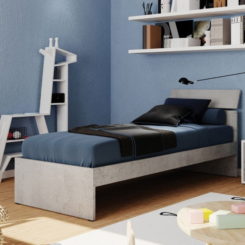Letto singolo 80 cm colore cemento