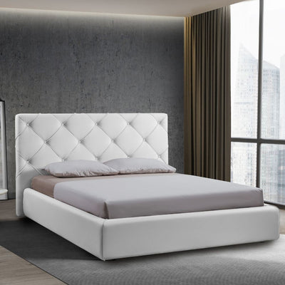 Letto matrimoniale contenitore Kassandra testiera capitonnè ecopelle bianco