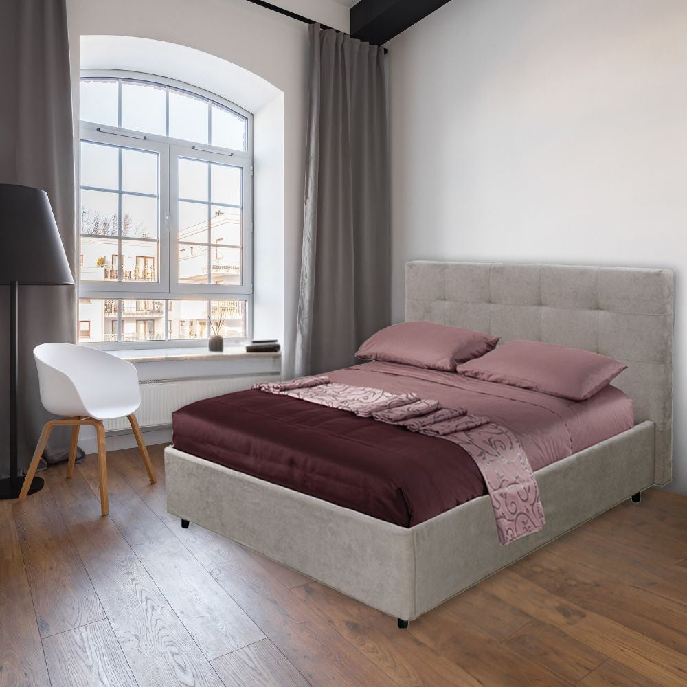 Letto matrimoniale Ascoli contenitore in tessuto Enjoy 03 tortora