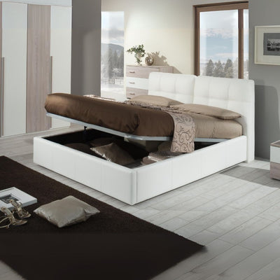 Letto matrimoniale con contenitore Melia bianco