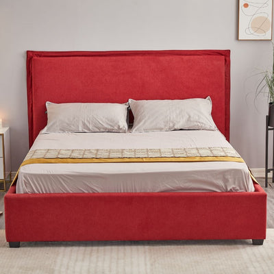 Letto matrimoniale Neso contenitore tessuto rosso