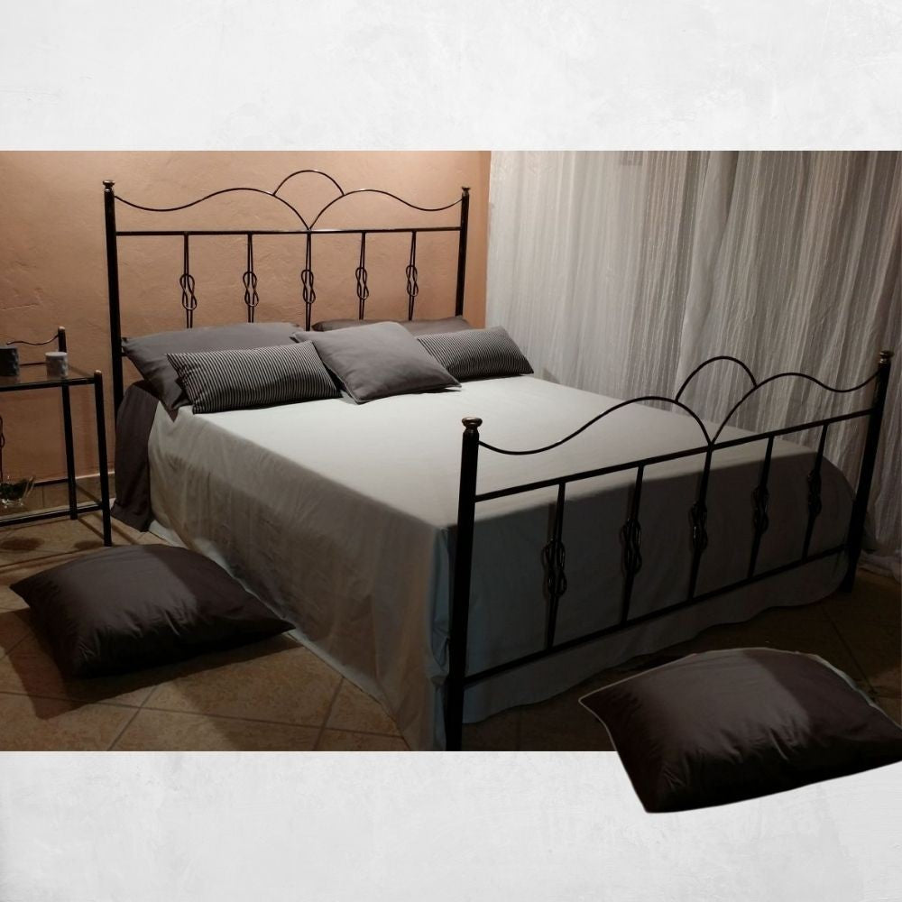 Letto matrimoniale Primula ferro battuto nero oro