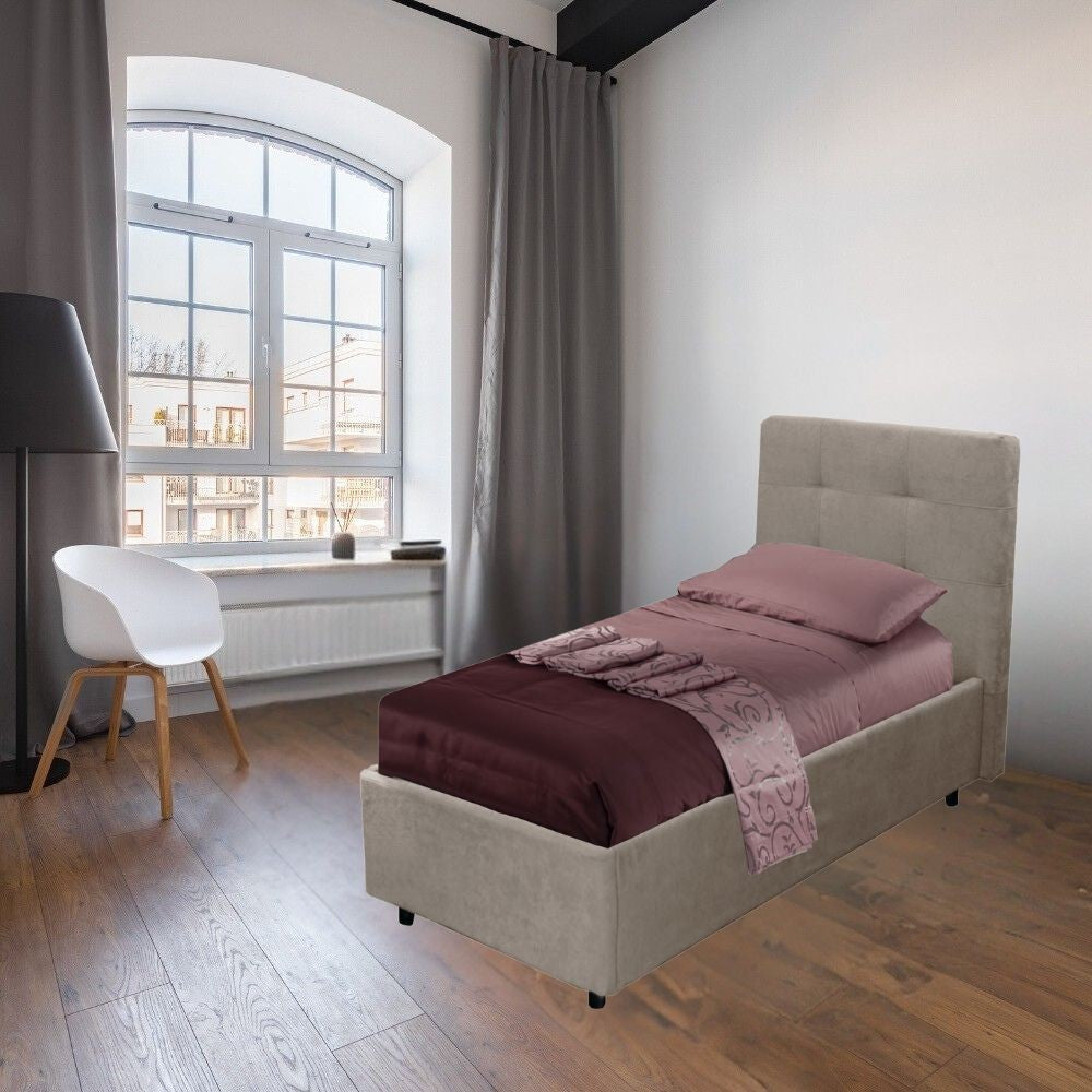 Letto singolo Ascoli contenitore in tessuto Enjoy 03 tortora