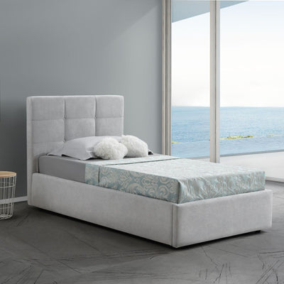 Letto singolo con contenitore Napoli grigio Soro 90