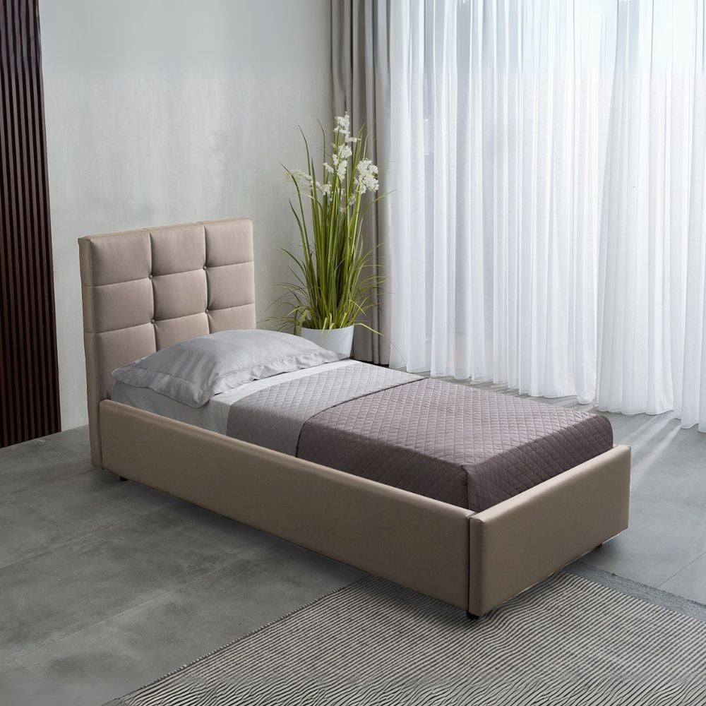 Letto singolo con contenitore Napoli tortora