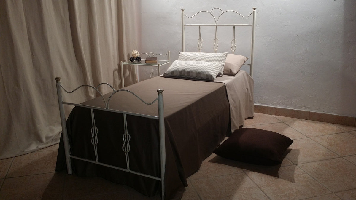 Letto singolo Primula ferro battuto bianco oro