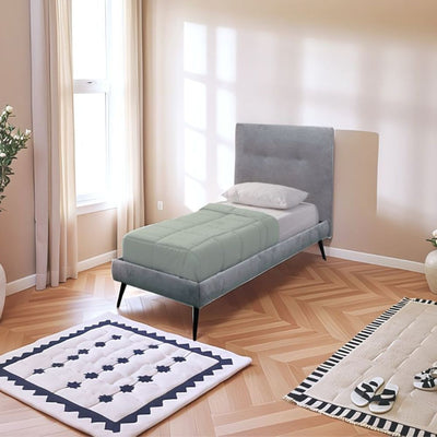 Letto singolo Stiletto con rete fissa in tessuto grigio chiaro