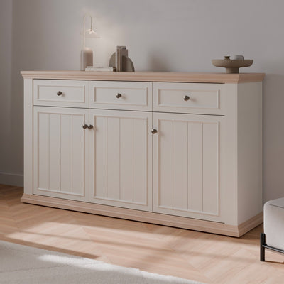 Madia Essenza con 3 cassetti e 3 ante in stile classico colore bianco e rovere