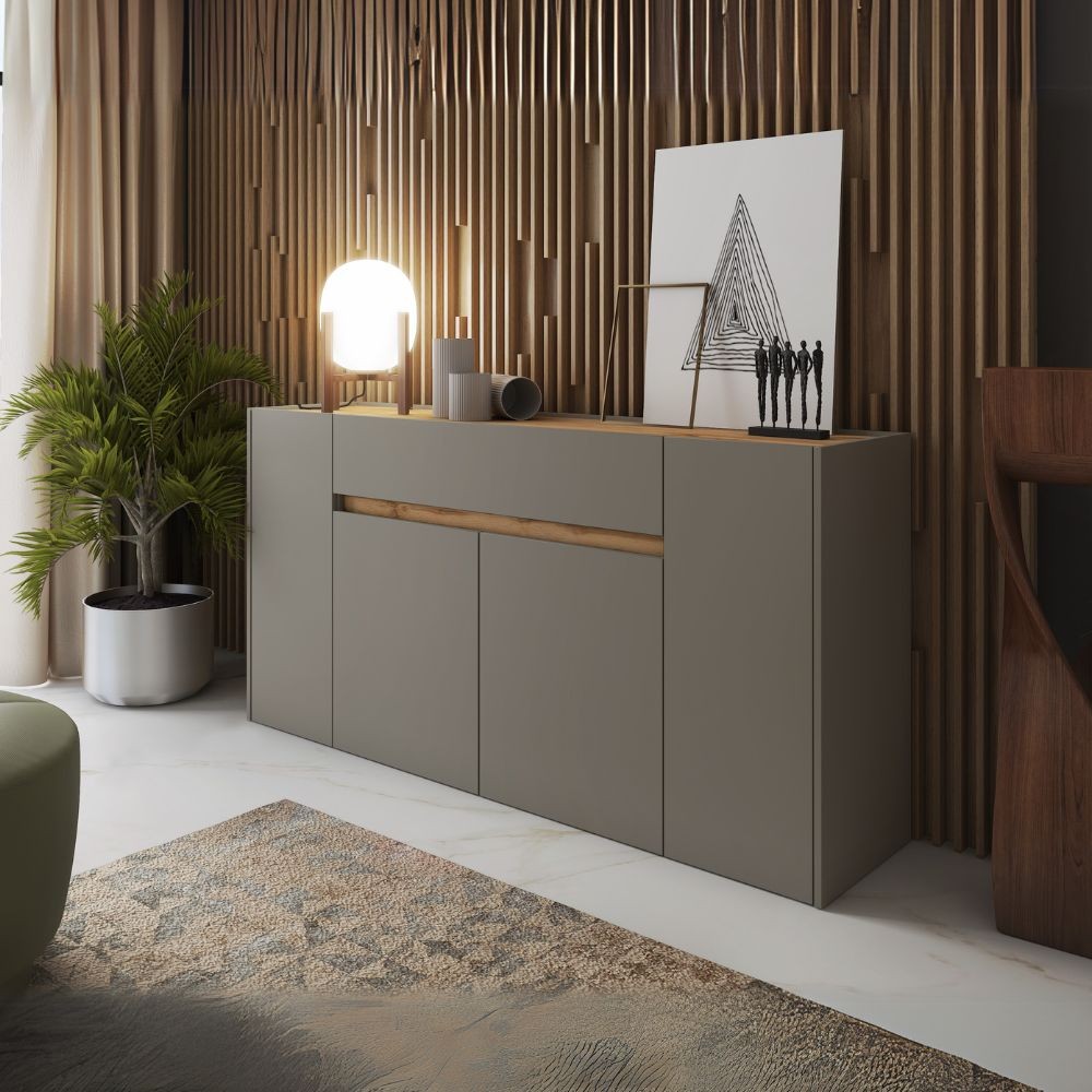 Madia Nordik 4 ante e 1 cassetto in colore congo e rovere wotan