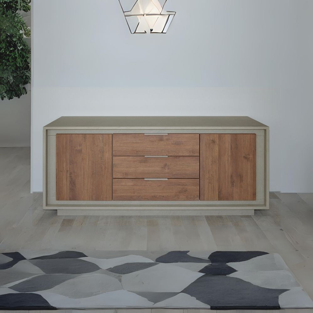 Madia Open 2 ante e 3 cassetti colore cashmere e noce mercure