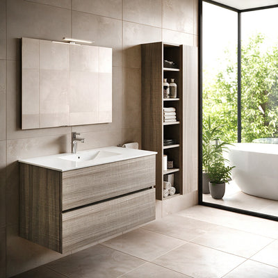 Mobile bagno con lavabo e specchio da 100 olmo