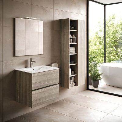 Mobile bagno con lavabo e specchio da 60 olmo