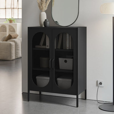 Mobile multiuso Diora in metallo con 2 ante colore nero