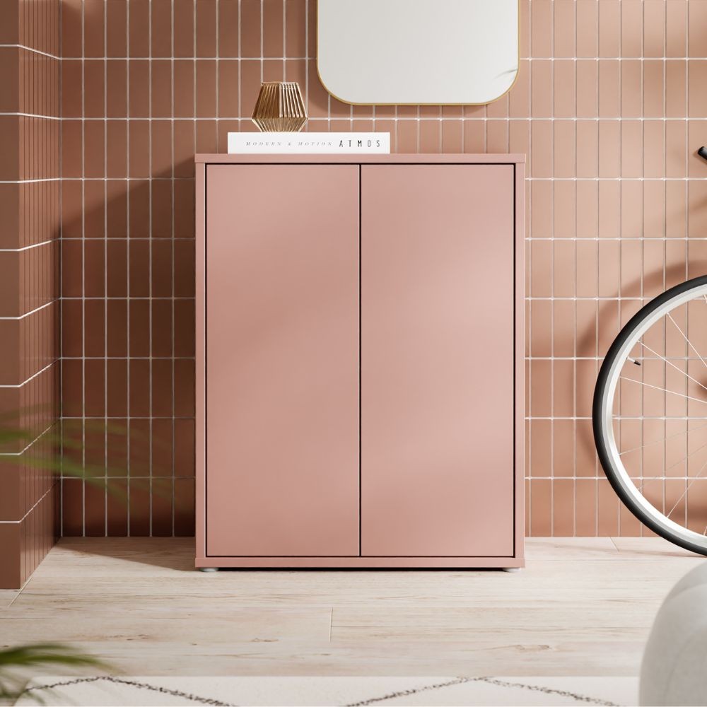 Comodino Medea 2 cassetti in colore terracotta