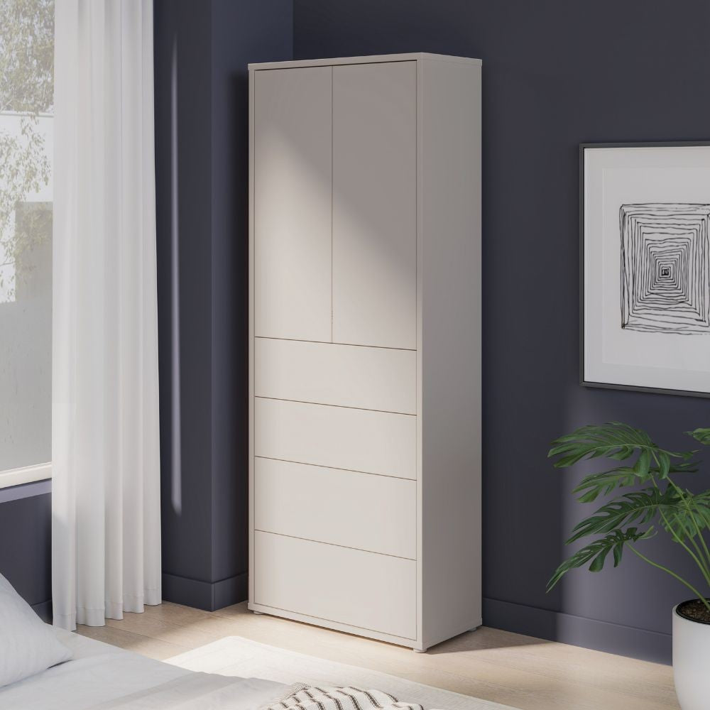 Mobile multiuso Medea 4 ante colore grigio chiaro 74.5x34.9xH 191.9 cm.