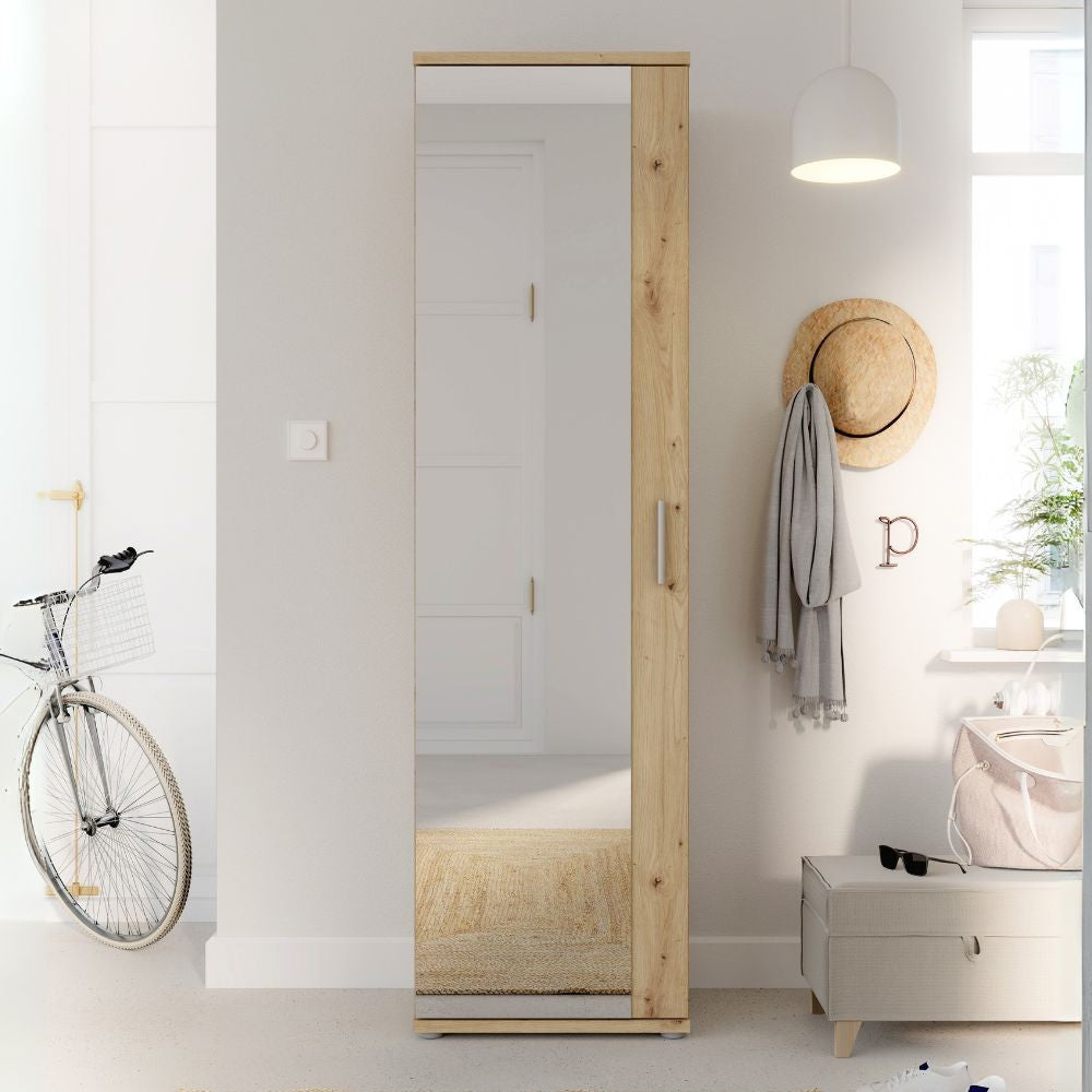 Armadio multiuso Teodoro 2 ante con ripiani struttura rovere e 1 anta nero