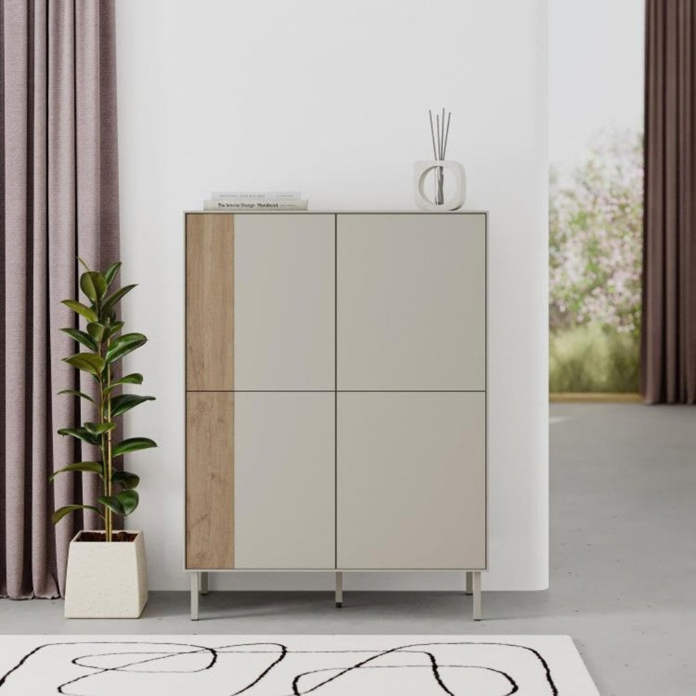 Mobile multiuso Vena con 4 ante colore rovere e cashmere