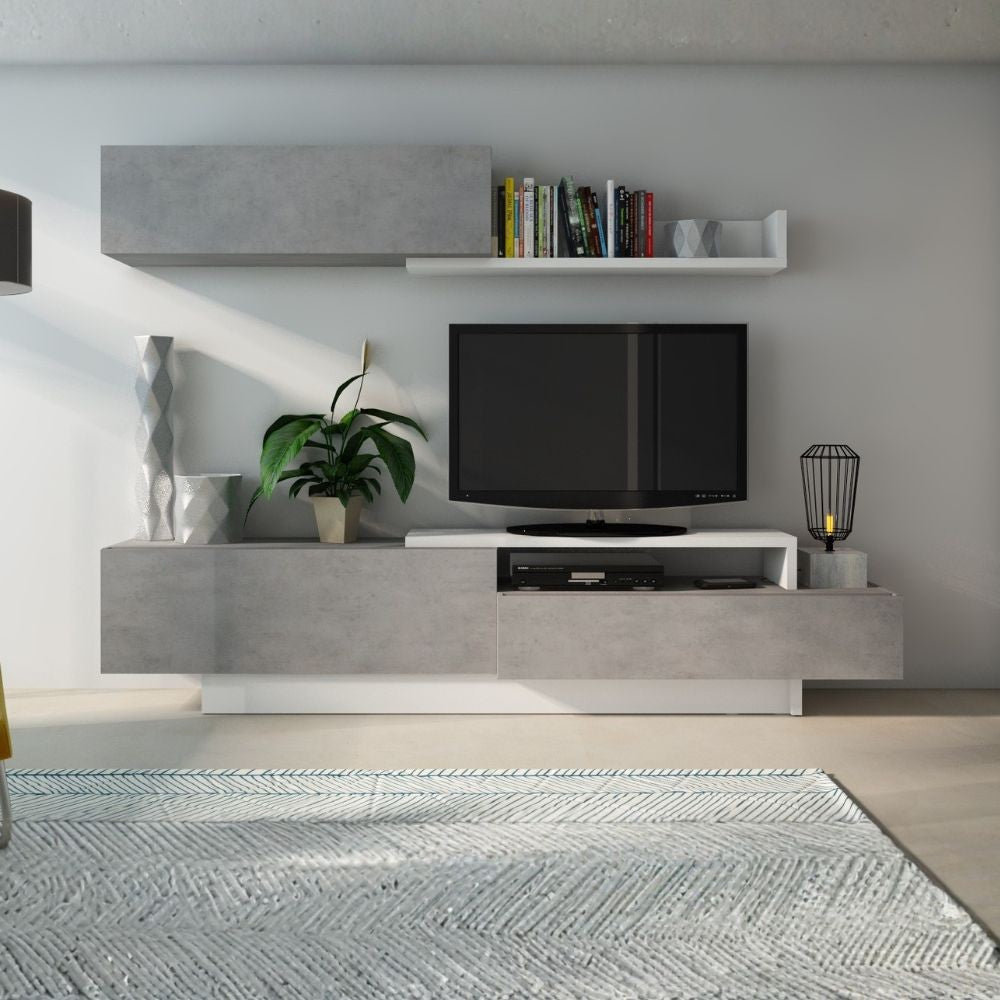 Struttura letto alla francese 1514 con comodini integrati colore bianco e antracite