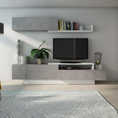 Struttura letto alla francese 1514 con comodini integrati colore bianco e antracite