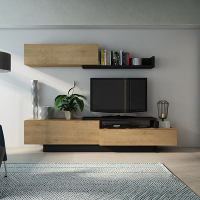 Struttura letto alla francese 1517 con comodini integrati colore rovere e nero