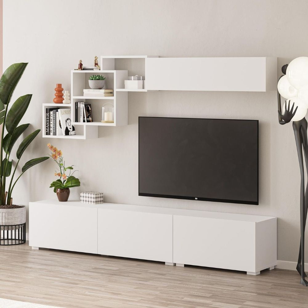 Parete attrezzata Free con nicchie a giorno colore bianco