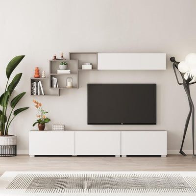 Parete attrezzata Free con nicchie a giorno colore mocha e bianco