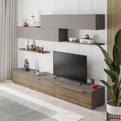 Parete attrezzata Kombat 260 colore hitit noce e tortora