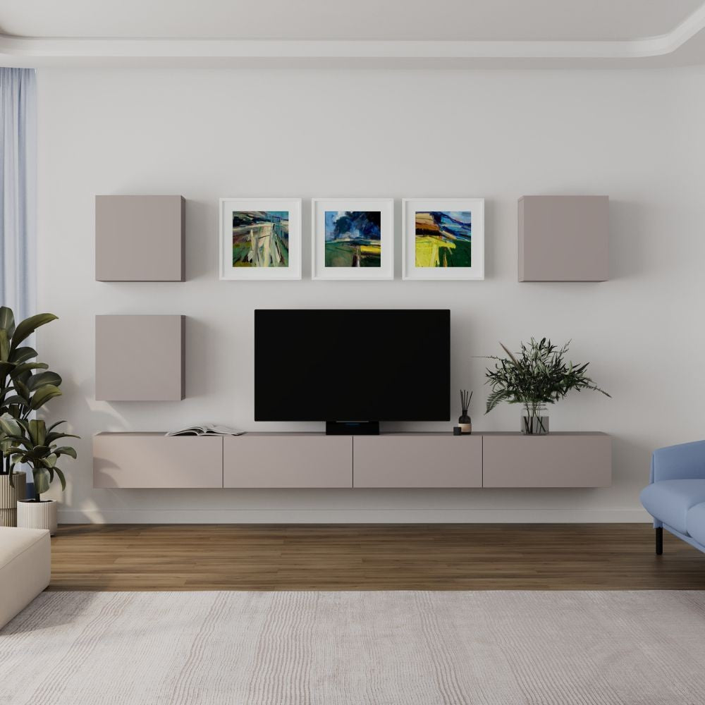 Parete attrezzata Marte colore tortora H 170x40x300 cm.