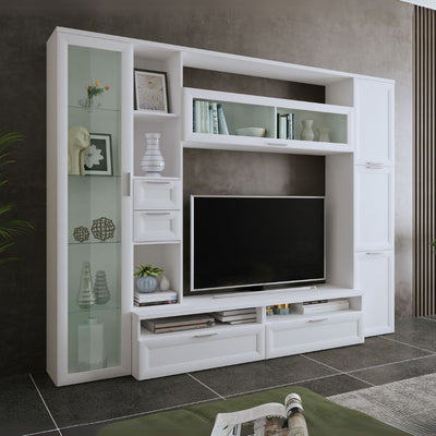 Parete attrezzata soggiorno Foresta in colore bianco rustica