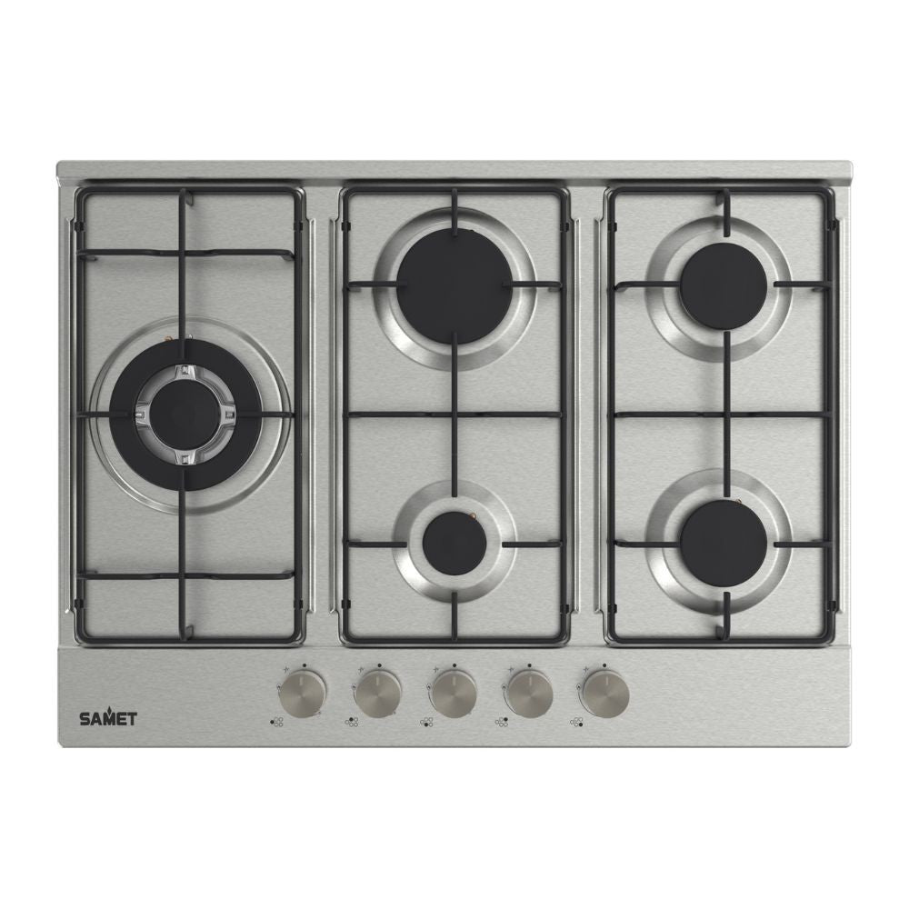 Piano cottura Ercole2 a gas da incasso 5 fuochi 70 cm. in acciaio inox