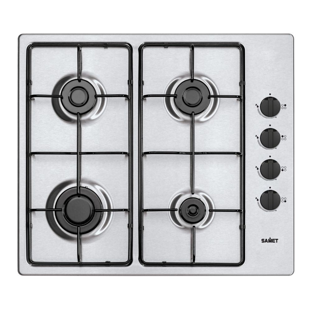 Piano cottura Samet Ariane2025 a gas 4 fuochi con manopole laterali inox
