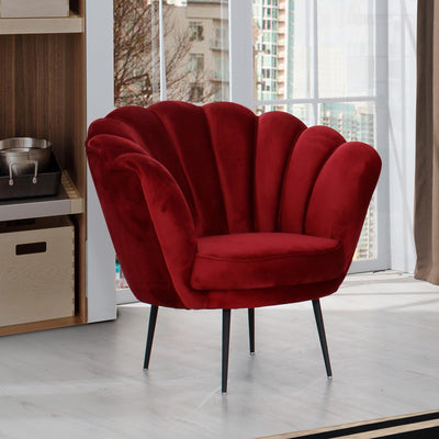 Poltrona a conchiglia Orel in velluto Riviera10 rosso