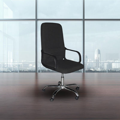 Poltrona da ufficio CR106H in tessuto nero e base cromata