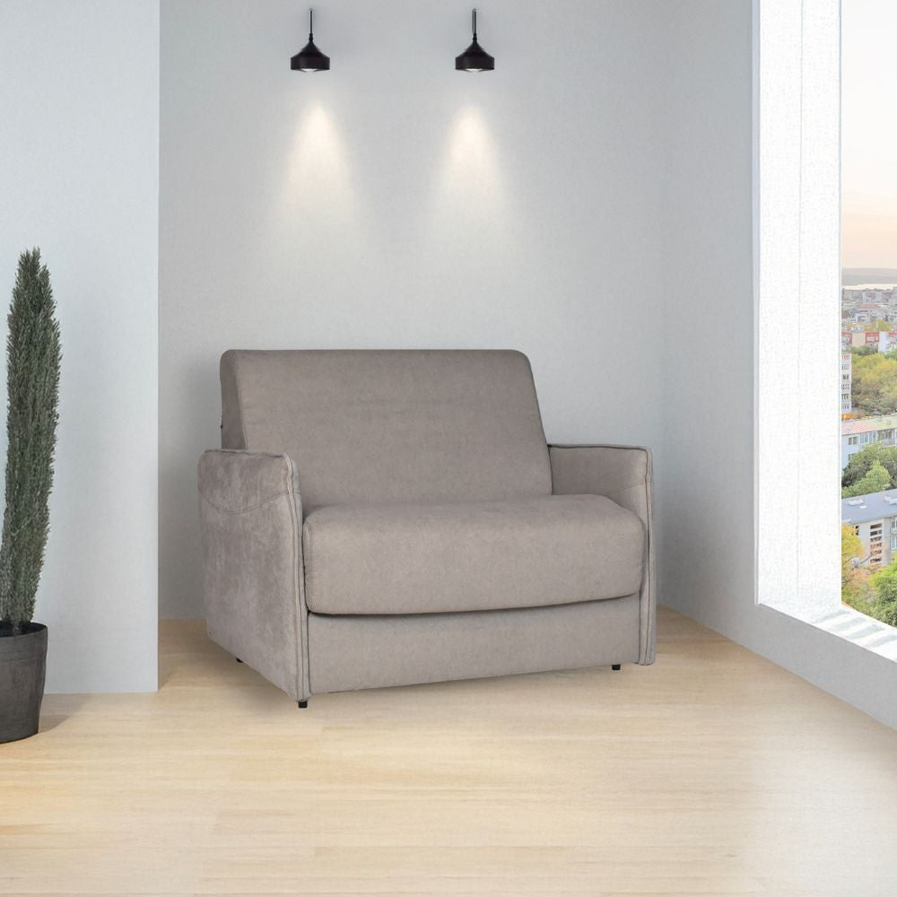 Poltrona letto Piri con rete elettrosaldata in tessuto Roma 10 tortora