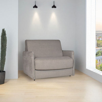 Poltrona letto Piri con rete elettrosaldata in tessuto Roma 10 tortora