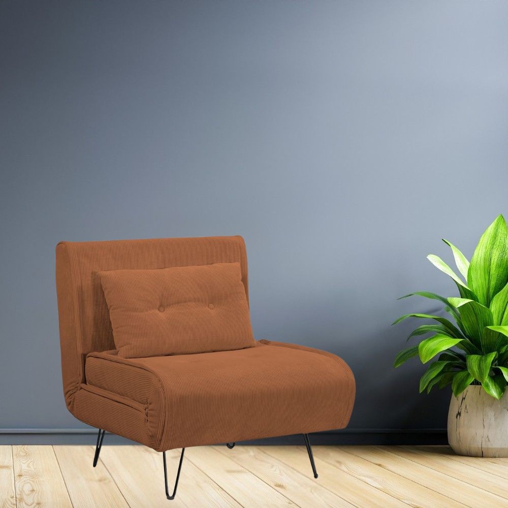 Poltrona letto Quarzo senza braccioli colore ruggine con piedini in metallo