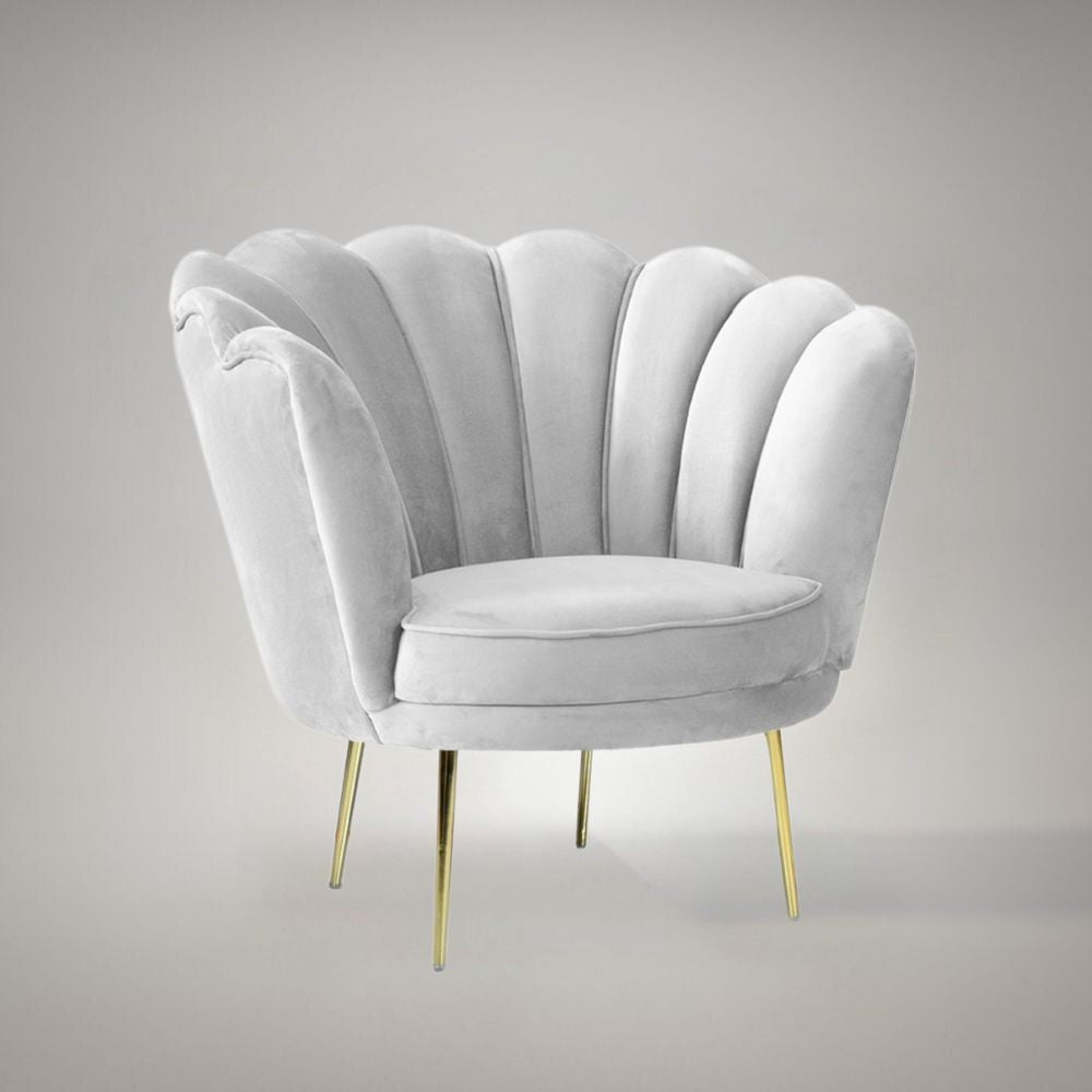 Poltrona Orel in velluto grigio ghiaccio Sun 10