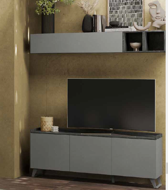 Porta Tv Polan 3 ante colore ardesia e piombo
