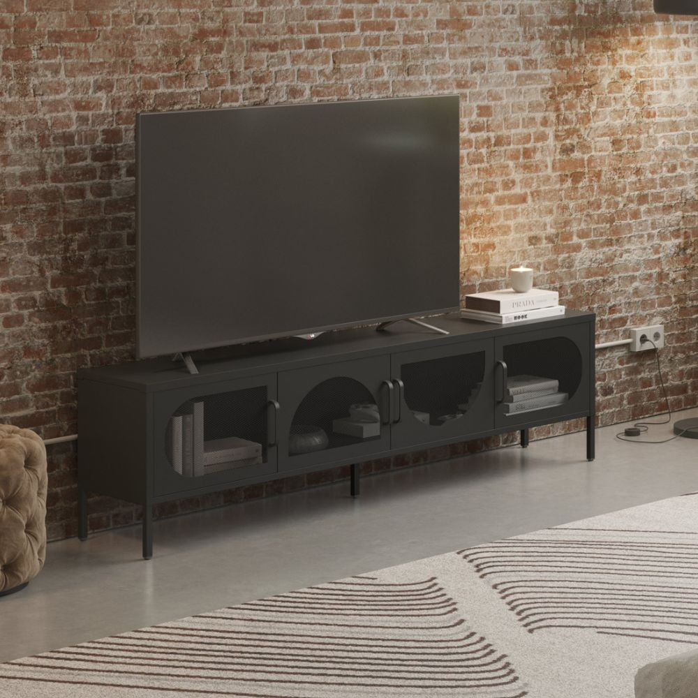 Porta tv Tayra in metallo 4 ante 180 cm. colore nero