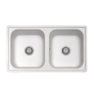 Samet Lavello 86x50 Granitovero862vbip 2 vasche bianco