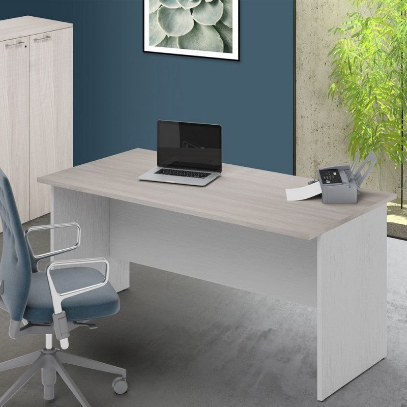 Scrivania Ibisco 200x80x74H cm olmo e bianco frassinato