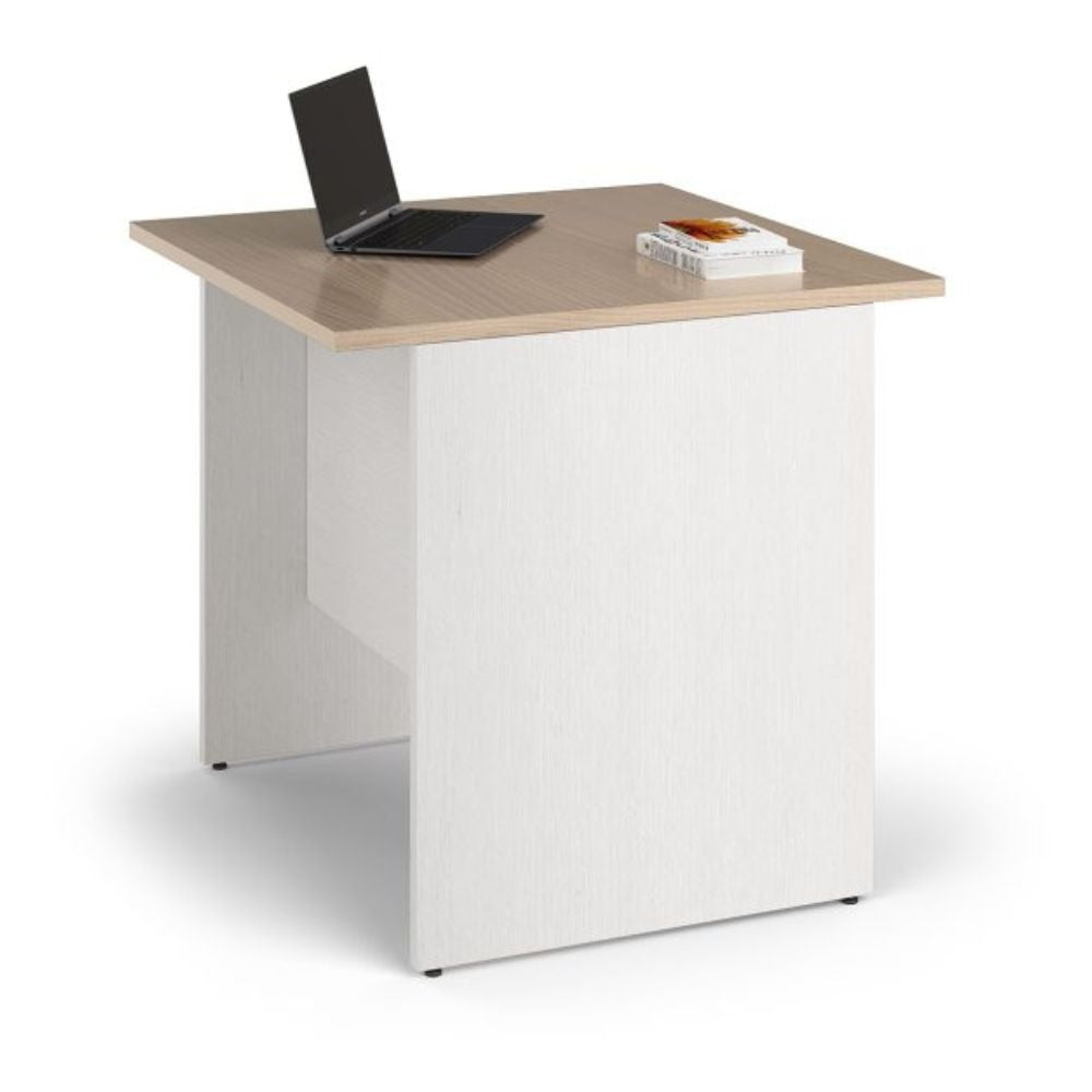 Scrivania Ibisco 80x80x74H cm. colore struttura bianco frassinato colore piano olmo