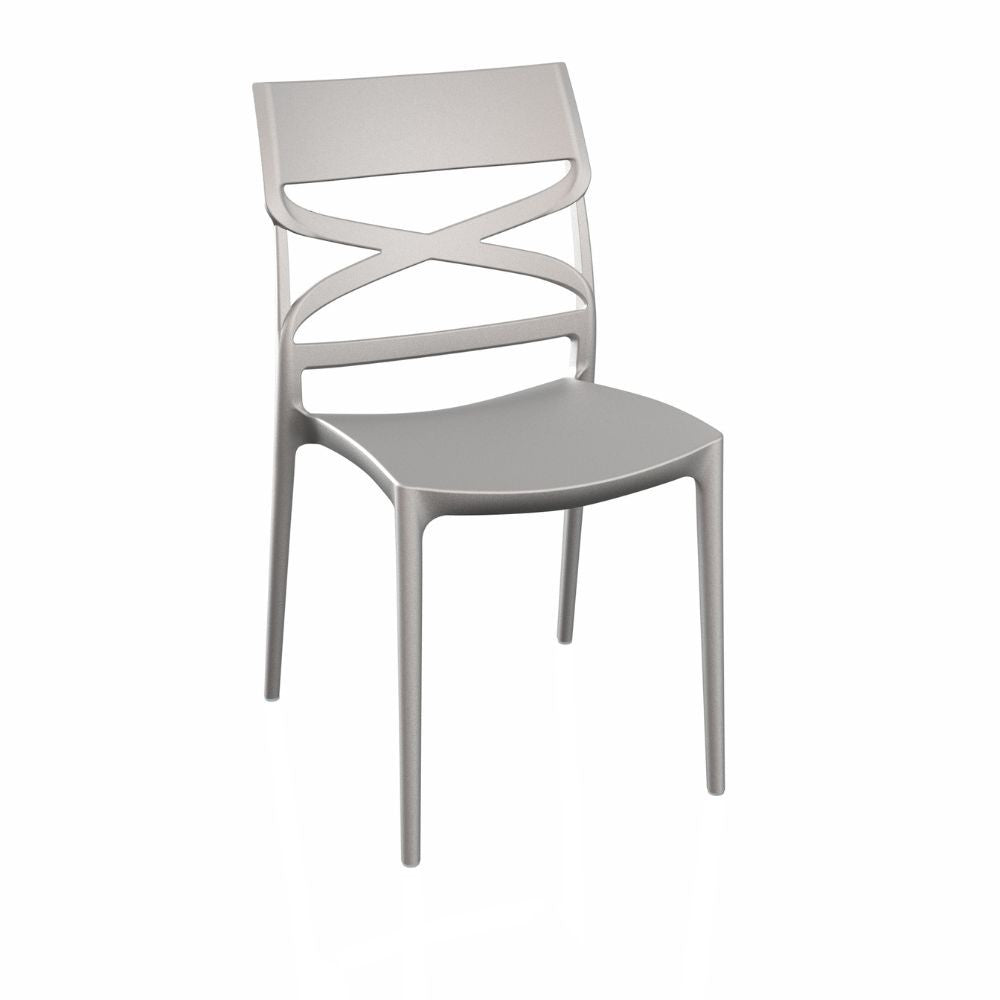 Sedia Flow in polipropilene rinforzata con fibra di vetro colore argento