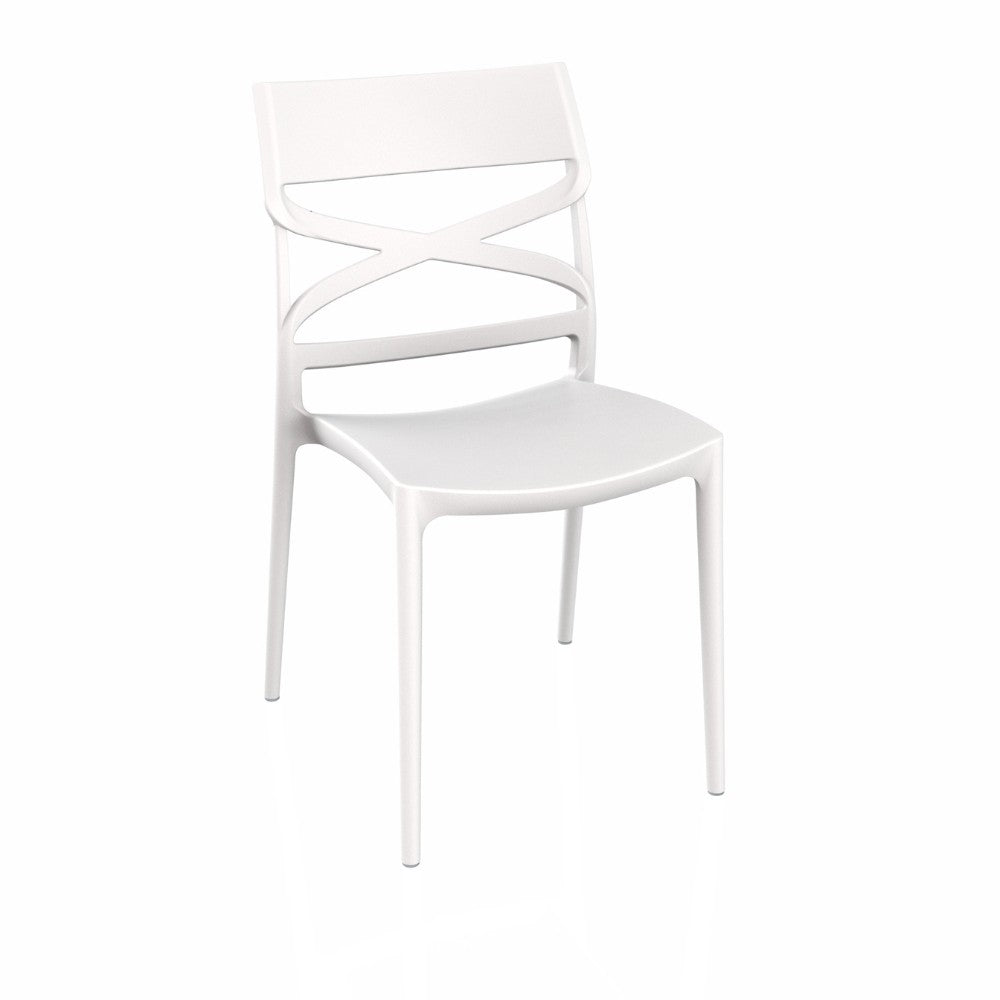 Sedia Flow in polipropilene rinforzata con fibra di vetro colore bianco set 4 pezzi