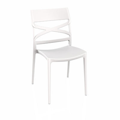 Sedia Flow in polipropilene rinforzata con fibra di vetro colore bianco set 4 pezzi