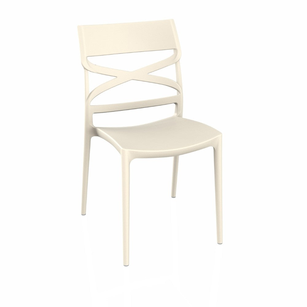 Sedia Flow in polipropilene rinforzata con fibra di vetro colore crema